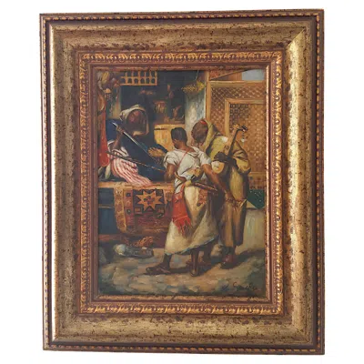 Pre-owned 1stdibs Oil Painting On Wood Signed L. Sanchez In Brown