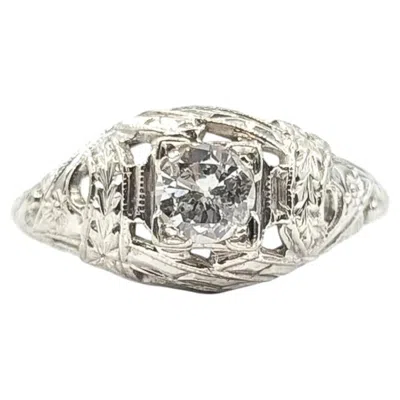 Pre-owned 1stdibs Old European Cut Diamond Filigree Ring In 18k White Gold