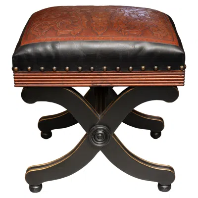 Pre-owned 1stdibs One Of An Identical Pair Of Leather-upholstered X-frame Ottomans In Brown