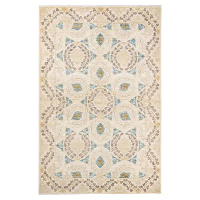 Pre-owned 1stdibs One-of-a-kind Hand Knotted Floral Eclectic Ivory Area Rug In White