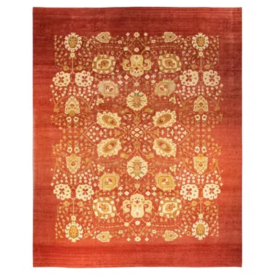 Pre-owned 1stdibs One-of-a-kind Hand Knotted Floral Eclectic Orange Area Rug 11' 10" X 14' 10"