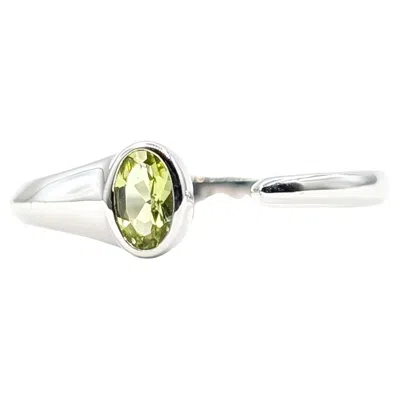 Pre-owned 1stdibs Open Design Peridot Ring In 10k White Gold