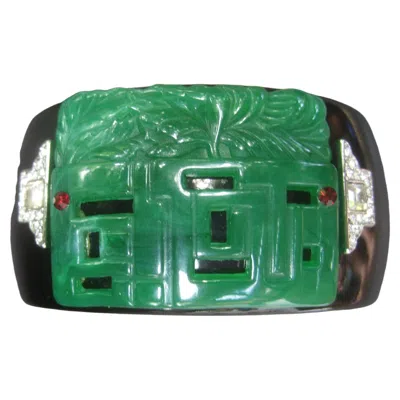 Pre-owned 1stdibs Opulent Chinoiserie Art Deco Inspired Wide Heavy Lucite Hinged Cuff 21st C In Multi
