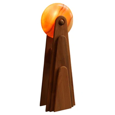 Pre-owned 1stdibs Orange Onix Screen, Purple-pink Wooden Base, Solstice Lamp By Tenam Studio