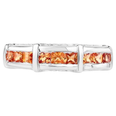 Pre-owned 1stdibs Orange Sapphire Ring 1.08 Carats Sterling Silver