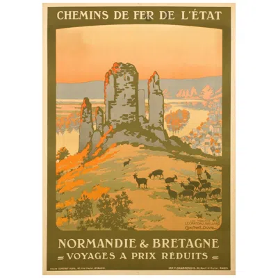 Pre-owned 1stdibs Original Poster-constant Duval-normandie-bretagne-château De Gaillard, C.1920 In Brown