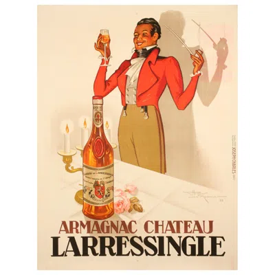 Pre-owned 1stdibs Original Vintage Poster-lemonnier-armagnac Chateau De Larressle-liqueur, 1938 In Orange