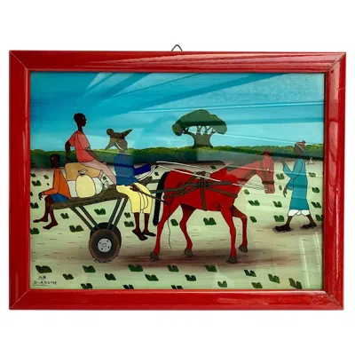 Pre-owned 1stdibs Original Vintage Wall Art Painting In Frame A.b Diaovne 1995 In Brown