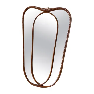 Pre-owned 1stdibs Osvaldo Borsani Carved Wood Double Frame Mirror, C1950s In Brown