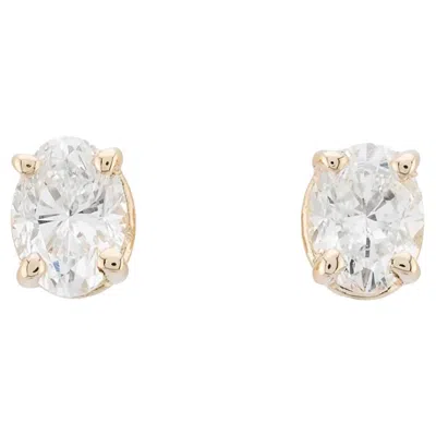 Pre-owned 1stdibs Oval Cut Diamond 0.40ctw Stud Earrings In 14k Yellow Gold