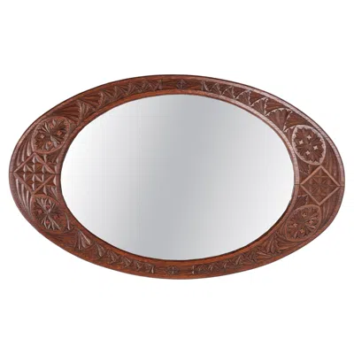 Pre-owned 1stdibs Oval Mirror With Carved Frame 1890s In Brown