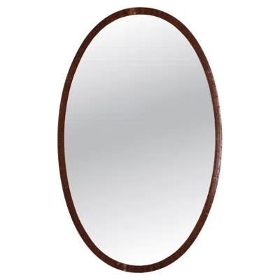 Pre-owned 1stdibs Oval Mirror With Slim Dark Wood Frame From The 20th Century In Brown