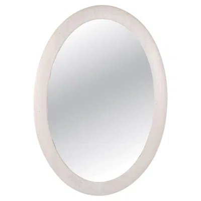 Pre-owned 1stdibs Oval White Painted Mirror With Wooden Frame From The 1940s
