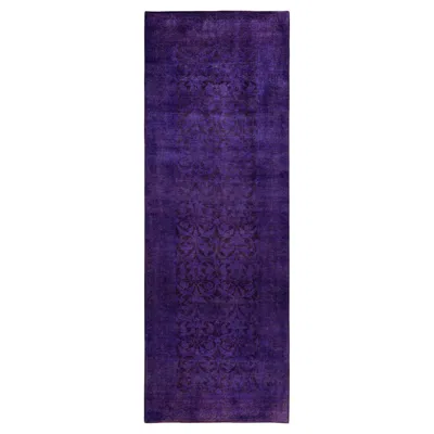 Pre-owned 1stdibs Overdyed One-of-a-kind Wool Purple Area Rug 4' 3" X 12' 1"