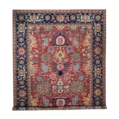 Pre-owned 1stdibs Oversized 12x16 Hand-knotted Afghan Serapi Tribal Rug, Wool, Rust/navy In Brown