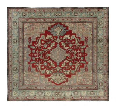 Pre-owned 1stdibs Oversized Antique Turkish Hereke Rug With Red & Beige Medallion - Rug & Kilim