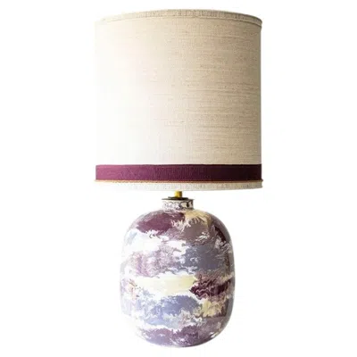 Pre-owned 1stdibs P. Schneider Valentine Geode Lamp, Custom Made Silk Lampshade By R. Houben In Sand