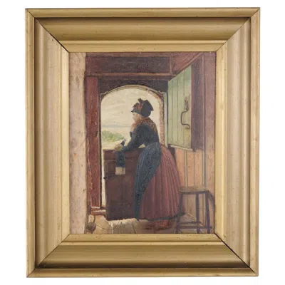 Pre-owned 1stdibs Painting On Board Depicting A Peasant Woman From The 1930s In Brown