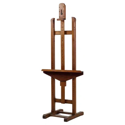 Pre-owned 1stdibs Paint-splattered French Adjustable Wooden Artist's Easel Mid-20th Century In Brown