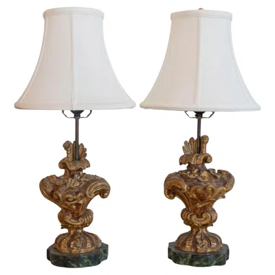 Pre-owned 1stdibs Pair Of 18th Century French Giltwood Fragment Table Lamps In Brown
