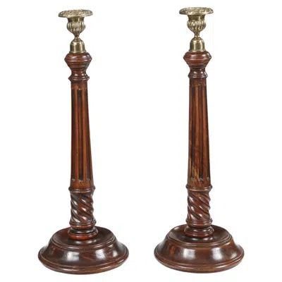 Pre-owned 1stdibs Pair Of 19th Century Georgian Mahogany Candlesticks In Brown