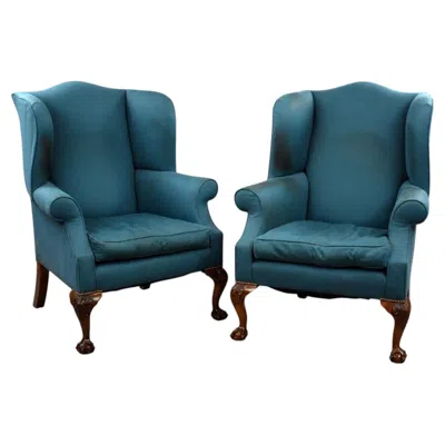Pre-owned 1stdibs Pair Of Antique Wing Back Armchairs In Brown
