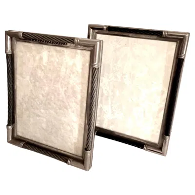 Pre-owned 1stdibs Pair Of Argentinian Silver Plate 8 X 10 With Twisted Cable Rope In Two Colors In White