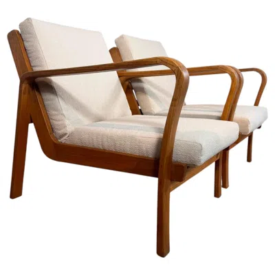 Pre-owned 1stdibs Pair Of Armchairs In Green Fabric, Czechoslovakia, 1960