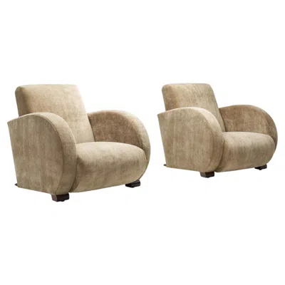 Pre-owned 1stdibs Pair Of Art Deco Low Armchairs, Europe First Half Of The 20th Century In Brown
