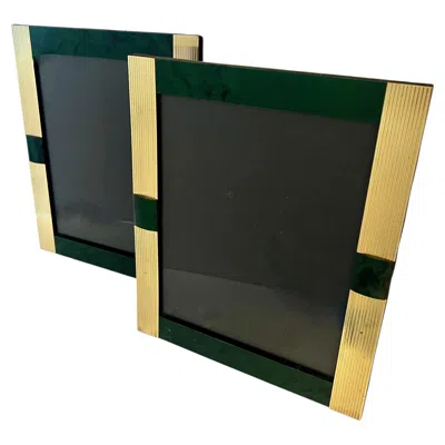 Pre-owned 1stdibs Pair Of Brass And Malachite Like 8 X 10 Picture Frames In Black