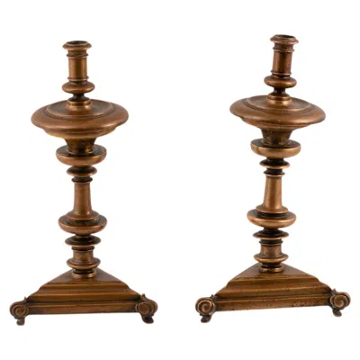 Pre-owned 1stdibs Pair Of Candlesticks Convertible Into Candelabras. Bronze. Spanish School, 17th In Gold