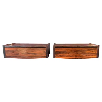 Pre-owned 1stdibs Pair Of Danish Santos Rosewood Single Drawer Nightstands In Brown