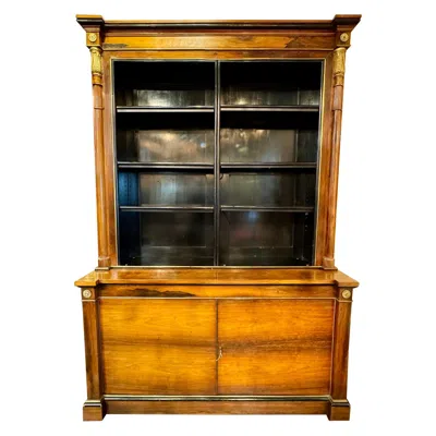 Pre-owned 1stdibs Pair Of French Empire Walnut Display Cabinets In Brown