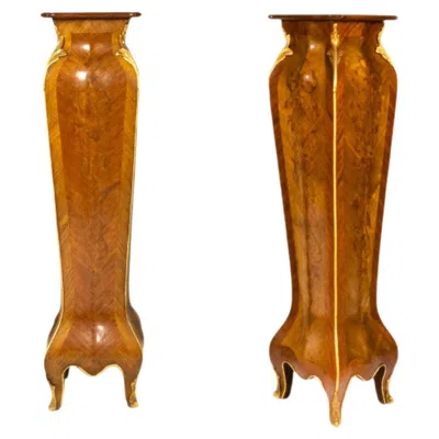 Pre-owned 1stdibs Pair Of French Off White Louis Xvi Gilt Bronze Pedestal, 19th Century