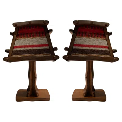 Pre-owned 1stdibs Pair Of Handmade Wooden Table Lamps In Brown