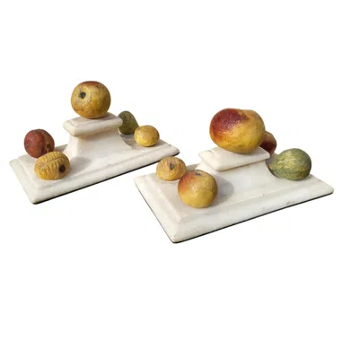 Pre-owned 1stdibs Pair Of Italian Marble Fruit Paperweights, 19th Century In Sand
