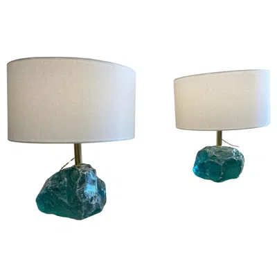 Pre-owned 1stdibs Pair Of Lamps, Murano, Brotto Style In Transparent