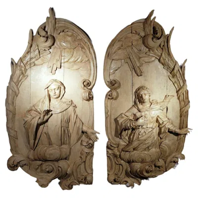 Pre-owned 1stdibs Pair Of Monumental Sculpted Panels From The Eighteenth Century In Brown