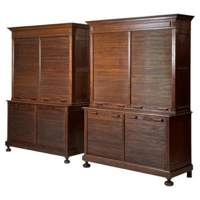 Pre-owned 1stdibs Pair Of Oak Belgian Filing Cabinets Ca. 1920 In Brown