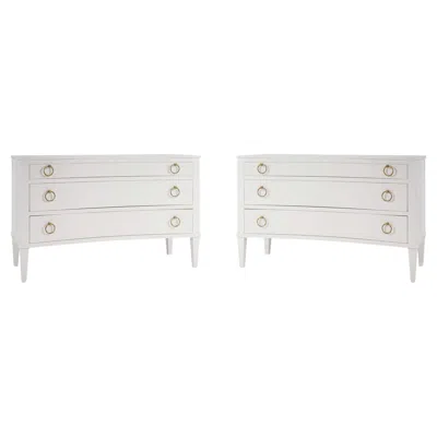 Pre-owned 1stdibs Pair Of Painted White Neo Classic Incurved Commodes