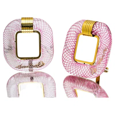 Pre-owned 1stdibs Pair Of Pink Murano Glass Table Frames, Italy, Probably Mid-20th Century