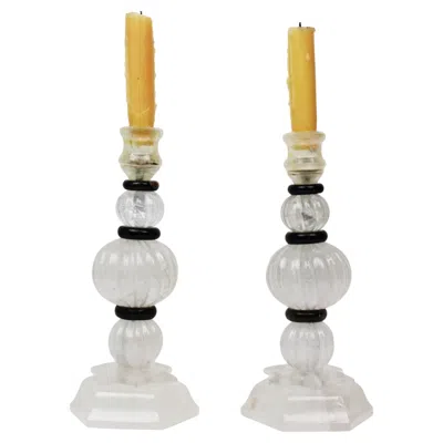Pre-owned 1stdibs Pair Of Rock Crystal Candlesticks In Sand