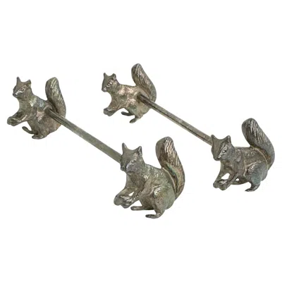 Pre-owned 1stdibs Pair Of Silver Plated Metal Squirrel Animal Motif Knife Rests Austria 19th Cent