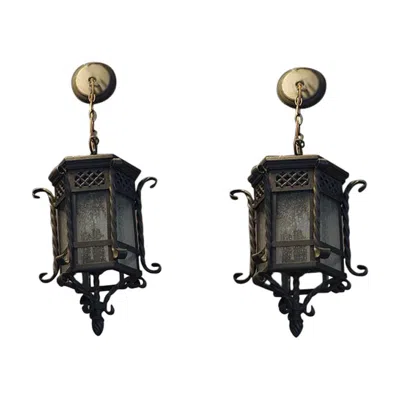 Pre-owned 1stdibs Pair Of Small Hanging Lanterns In Black