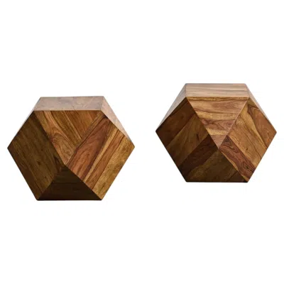 Pre-owned 1stdibs Pair Of Solid Wood Side Tables, Circa 1980 In Brown