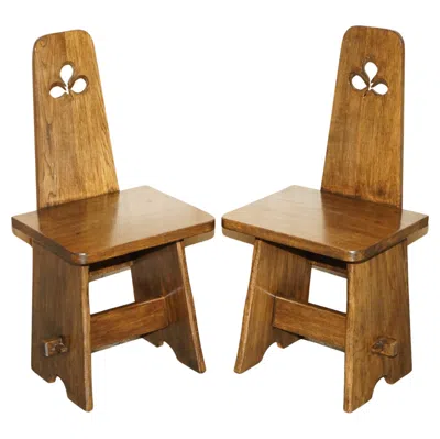 Pre-owned 1stdibs Pair Of Victorian Arts & Crafts Hall Chairs With Lovely Four Plank Construction In Brown