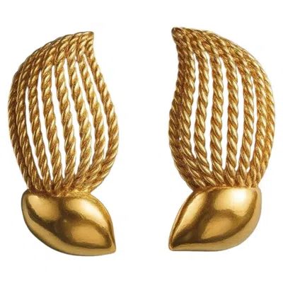Pre-owned 1stdibs Pair Of Vintage Mid- Century 14 Karat Gold Ropework Earrings In Multi