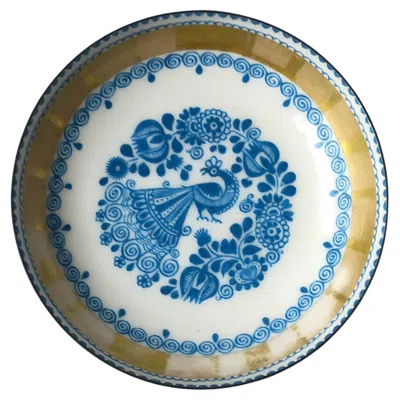 Pre-owned 1stdibs Peacock Bird Porcelain Enamel Bowl Jewelry Dish Austrian, Circa Mid-20th Century In Gray