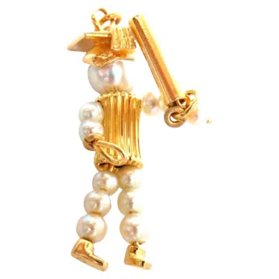 Pre-owned 1stdibs Pearl Graduation Charm 14kt Gold In Multi