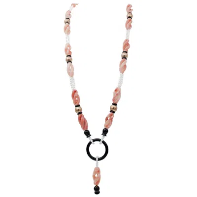 Pre-owned 1stdibs Pearls, Stones, 9 Karat Rose Gold Retrò Necklace In Red
